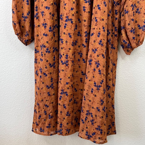 Draper James RSVP Womens Brown Floral LS Smocked Waist Midi Dress Plus 3X 24 26W - Picture 6 of 16